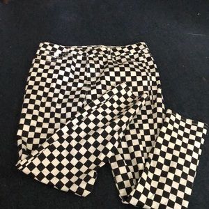 Black and white checkered print pants